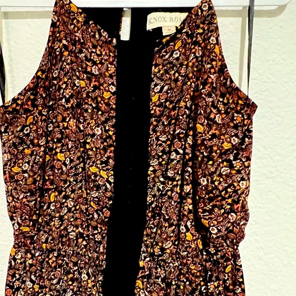 Knox Rose Black Floral Boho Cottage Embroidered Hi-lo Midi Strapless Dress Sz M - Picture 5 of 7